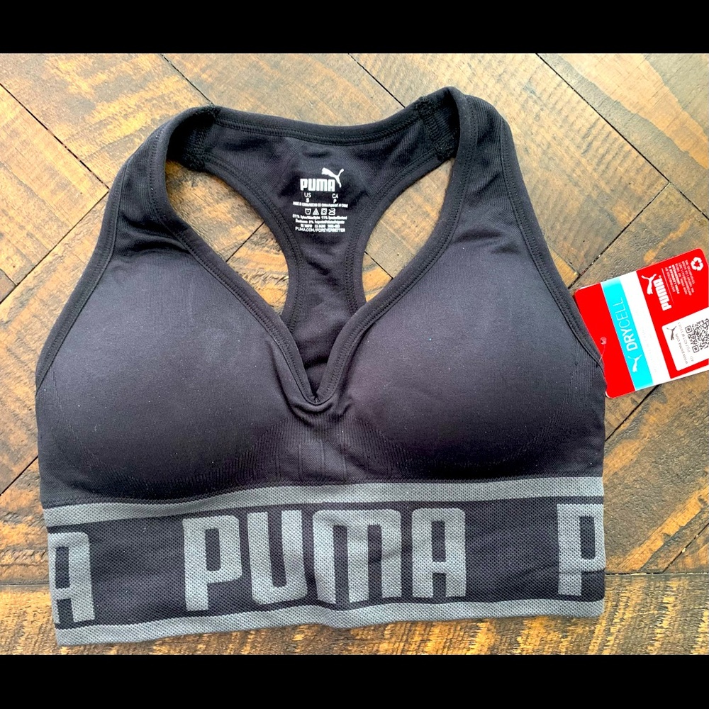 New womens puma black razor back sports bra size small